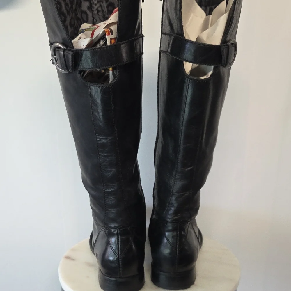 Born Black Leather Boots with Buckle Size 9